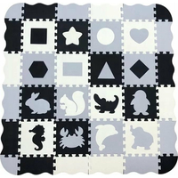 Matadi Pěnové puzzle šedé Zvířátka a tvary (28x28)