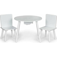 ECOTOYS Dětský kulatý dřevěný stůl se dvěma židličkami bílý ECOTOYS Dětský kulatý dřevěný stůl se dvěma židličkami bílý