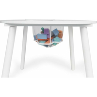 ECOTOYS Dětský kulatý dřevěný stůl se dvěma židličkami bílý