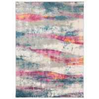 Kusový koberec AZUR vlny - šedý/modrý/růžový