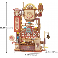 ROBOTIME Rokr 3D dřevěné puzzle Kuličková dráha: Továrna na čokoládu s LED světly 420 dílků