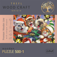 TREFL Wood Craft Origin puzzle Vánoční kočky 501 dílků
