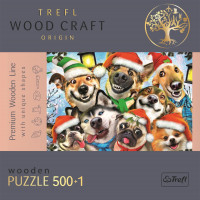 TREFL Wood Craft Origin puzzle Vánoční psi 501 dílků