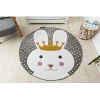 Dětský kusový koberec Petit Bunny grey kulatý