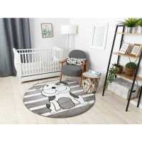 Dětský kusový koberec Petit Puppy šedý kruh