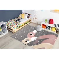 Dětský kusový koberec Petit Flamingos hearts grey
