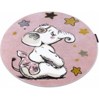 Dětský kusový koberec Petit Elephant stars pink kruh