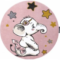 Dětský kusový koberec Petit Elephant stars pink kruh