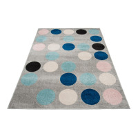 Kusový koberec AZUR puntíky - šedý/růžový/modrý