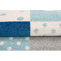 Kusový koberec AZUR srdíčka a hvězdičky - šedý/tyrkysový/modrý
