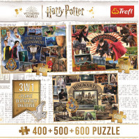 TREFL Puzzle Harry Potter: Turnaj tří kouzelníků, Famfrpál a Bradavice 400 + 500 + 600 dílků