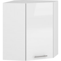 Závěsná rohová kuchyňská skříňka VITO - 60x72x30 cm - bílá lesklá