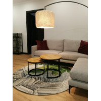 Konferenční stolek DUO ROUND - dub přírodní/černý