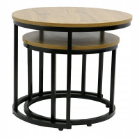 Konferenční stolek DUO ROUND - dub přírodní/černý