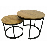 Konferenční stolek DUO ROUND - dub přírodní/černý