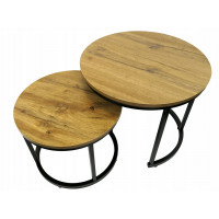 Konferenční stolek DUO ROUND - dub přírodní/černý