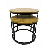 Konferenční stolek DUO ROUND - dub přírodní/černý