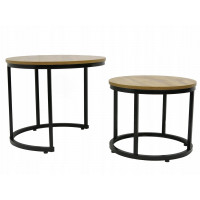 Konferenční stolek DUO ROUND - dub přírodní/černý