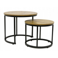 Konferenční stolek DUO ROUND - dub přírodní/černý