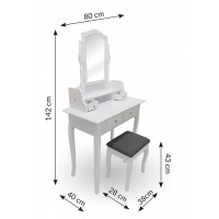 Toaletní stolek QUEEN TL2102 s taburetem - bílý