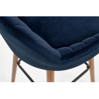 Barová židle GABRIEL - tmavě modrá/ořech