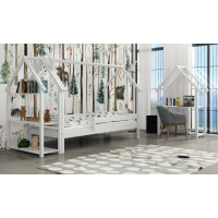 Dětská domečková postel z masivu borovice LUCKY HOUSE - 200x90 cm - bílá