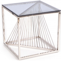 Konferenční stolek INFINE čtverec - tmavé sklo, stříbrný