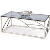 Konferenční stolek VERSO - nerez se stříbrnou barvou s kouřovým sklem
