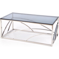 Konferenční stolek VERSO - nerez se stříbrnou barvou s kouřovým sklem