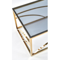 Konferenční stolek VERSO - nerez ve zlaté barvě s kouřovým sklem