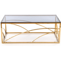 Konferenční stolek VERSO - nerez ve zlaté barvě s kouřovým sklem