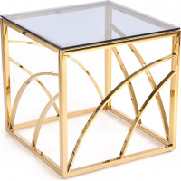 Konferenční stolek VERSO hranatý - kouřové sklo / zlatý