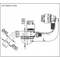 Automatický vanový sifon s přepadem STY-536-A