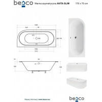 Asymetrická vana AVITA SLIM