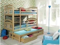 Dětská patrová postel s výsuvnou přistýlkou z MASIVU se šuplíky - PV006