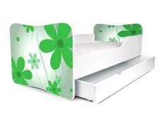 Dětská postel se šuplíkem KVĚTY zelené