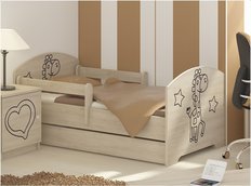 Dětská postel s výřezem ŽIRAFA - přírodní 140x70 cm