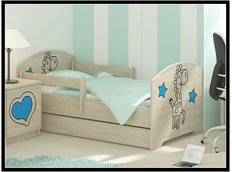 Dětská postel s výřezem ŽIRAFA - modrá 160x80 cm