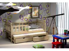 Dětská postel s výsuvnou přistýlkou z MASIVU se šuplíky - DPV004