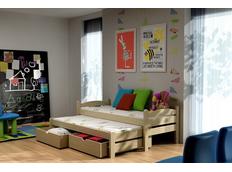 Dětská postel s výsuvnou přistýlkou z MASIVU se šuplíky - DPV010