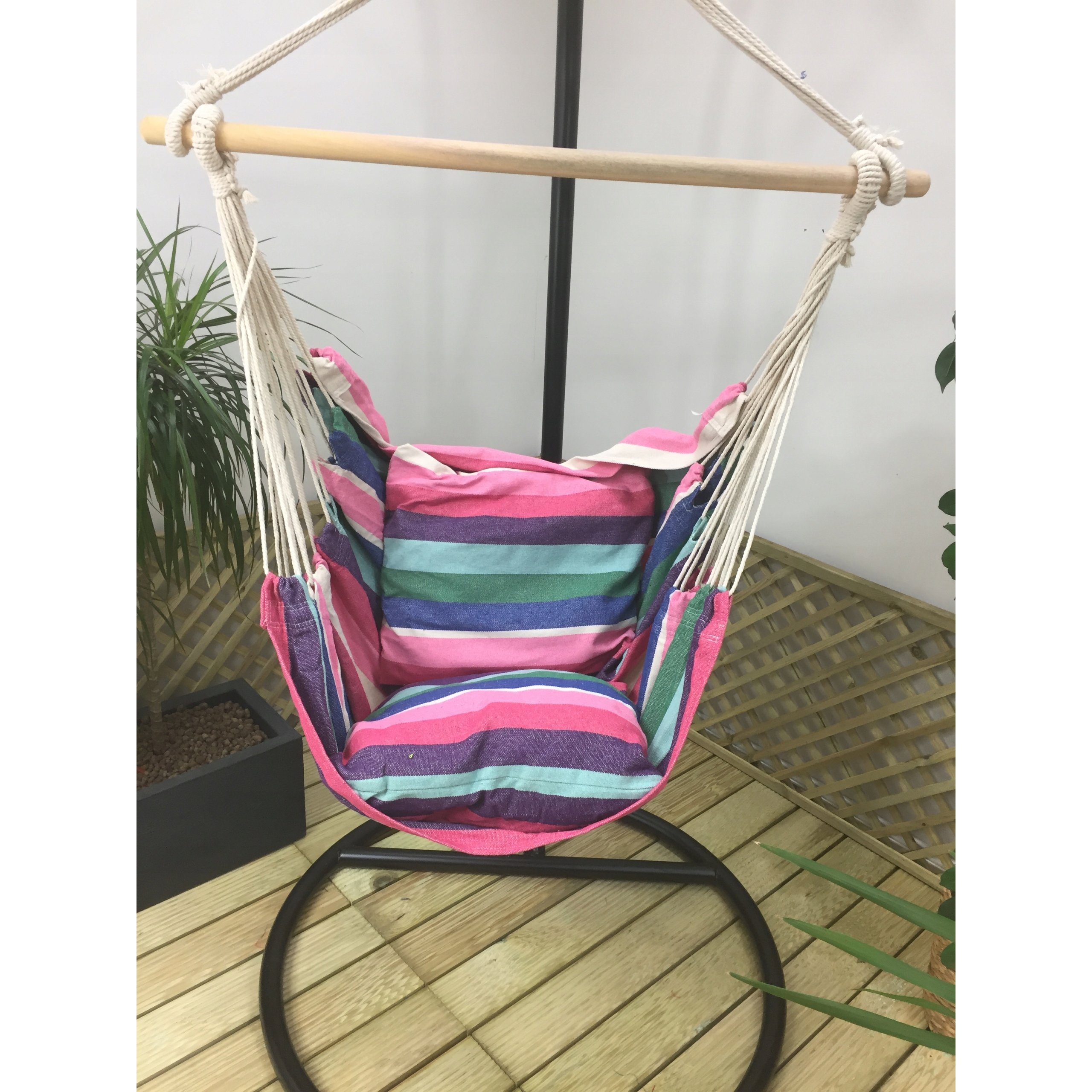 Zavesne Houpaci Kreslo Kuba S Polstari 130x100 Cm Ruzova Zelena