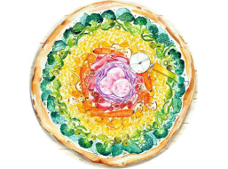 RAVENSBURGER Kulaté puzzle Kruh barev: Pizza 500 dílků
