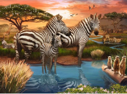 RAVENSBURGER Puzzle Zebry u napajedla 500 dílků