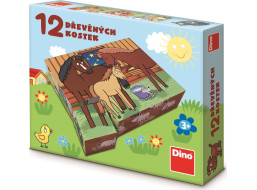 DINO Obrázkové kostky Domácí zvířátka, 12 kostek