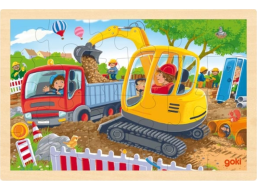 GOKI Dřevěné puzzle Bagr 24 dílků