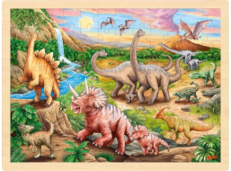 GOKI Dřevěné puzzle Dinosauří stezka 96 dílků
