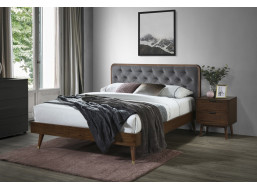 Čalouněná postel CHARLEY 200x160 cm - šedá/ořech