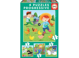 EDUCA Puzzle Zvířátka z farmy 4v1 (6,9,12,16 dílků)