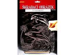 ARTLOVER Škrabací obrázek stříbrný Delfíni 20x25cm