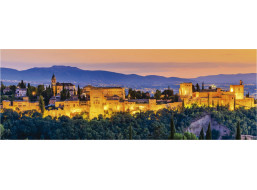 EDUCA Panoramatické puzzle Západ slunce ve Španělsku: Alhambra, Granada 1000 dílků
